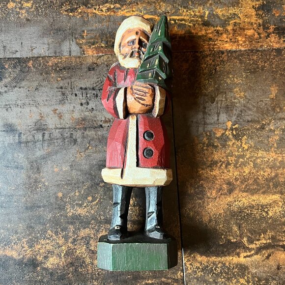 Lot of 3 Handmade Christmas Primitives Raggedy Santa/Wooden Snowman/Wooden Santa - Picture 7 of 15